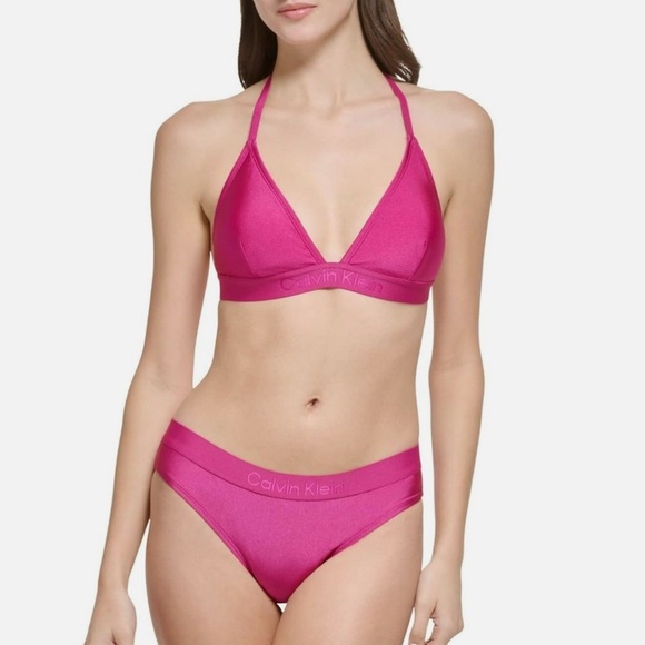 NWT Calvin Klein Fuchsia Bikini Set Top & Bottom Large - Picture 1 of 10